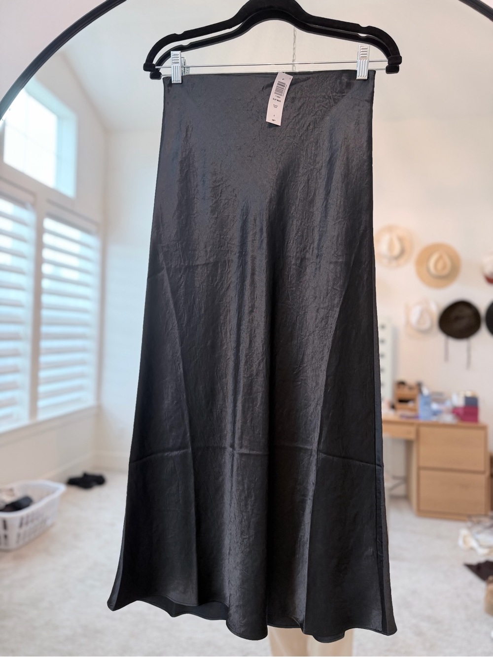 Aritzia Slip Maxi Skirt - Black Satin
